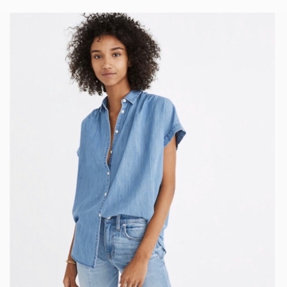 Madewell denim chambray central drapey button down shirt XXS - Picture 1 of 3